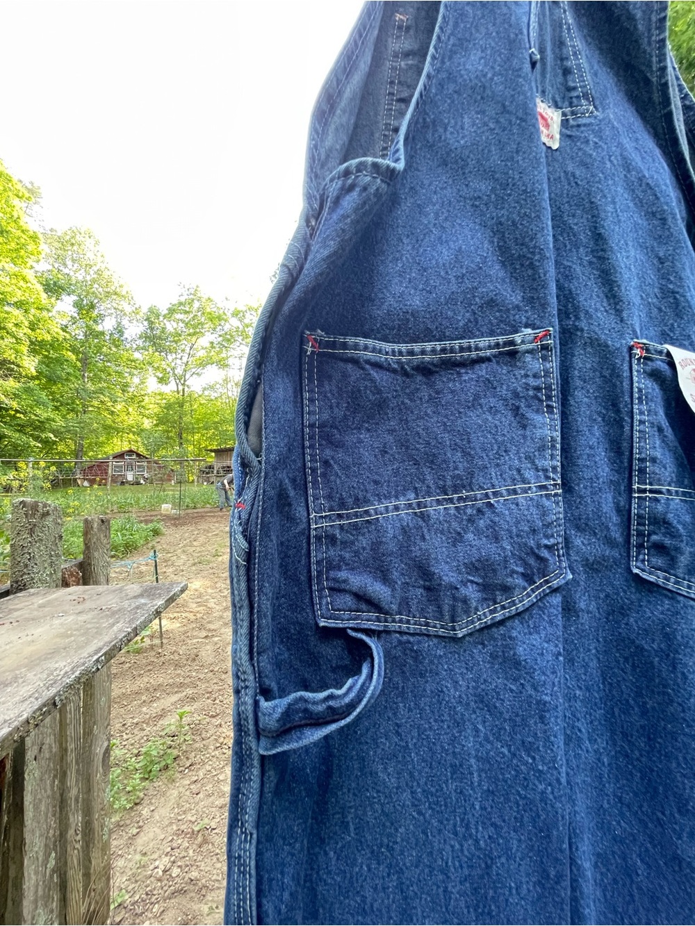Round House Stone Washed Denim Overalls 42X30 Unisex - Picture 6 of 11